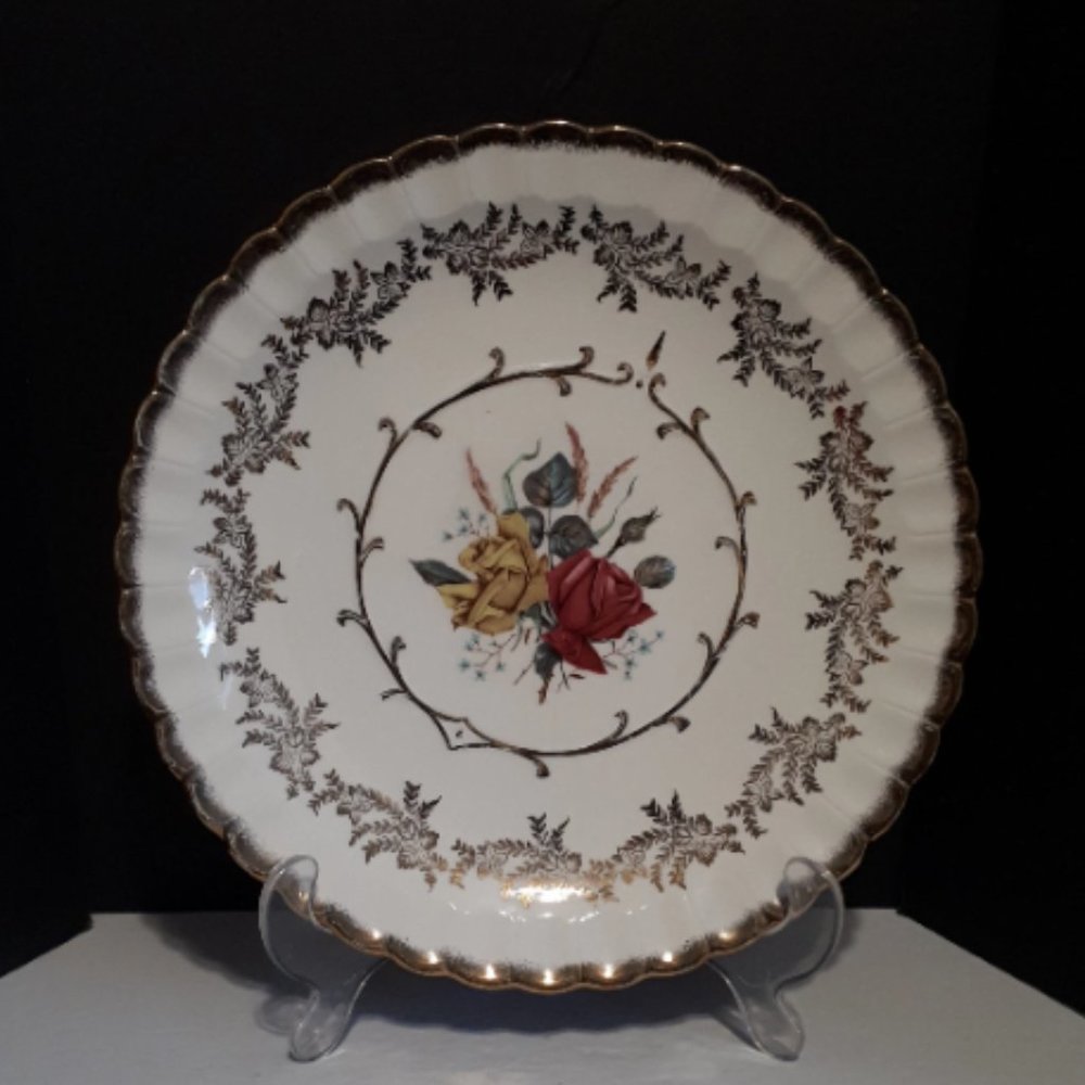 Vintage Roses Plate Wood & Sons 10" Decorative Dish 1970's
